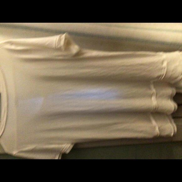 Logo by Lori Goldstein White Short sleeved Tunic with chiffon trim Large Petite - Picture 5 of 7